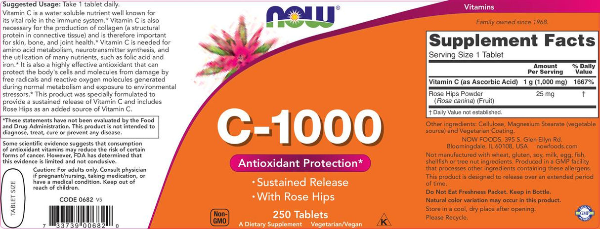 Vitamin C -1000 mit Rosen Hüften / anhaltende Freisetzung - 100 Tabletten