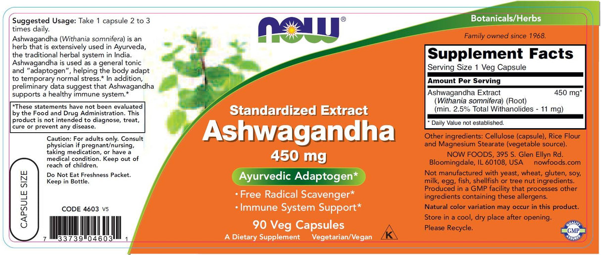 Ashwagandha -Extrakt 450 mg - 90 Kapseln