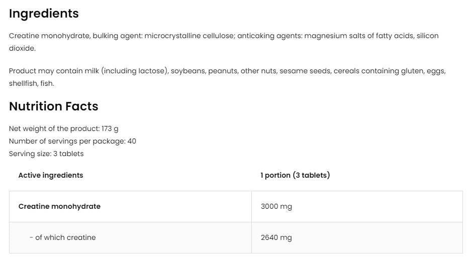 Kreatin -Monohydrat -Tabs 3000 - 300 Tabletten
