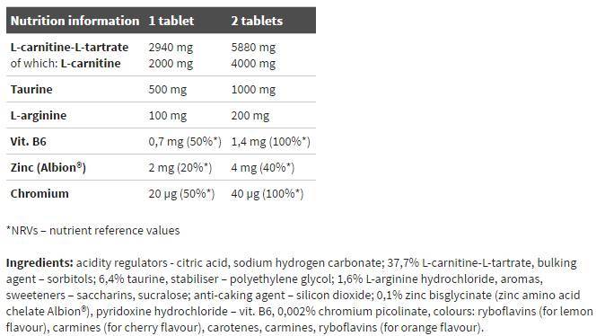 Ausdauer L -Carnitin 4000 Power Excervescent - 15 lösliche Tabletten