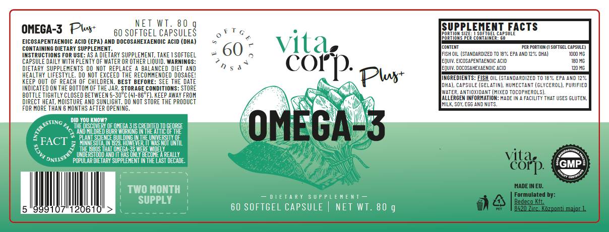 Omega -3 -Fischöl 1000 mg - 60 Gelkapseln