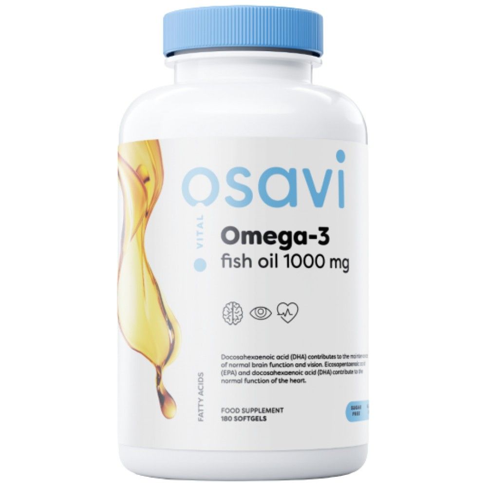Omega 3 Fischöl 1000 mg / Zitronengeschmack - 180 Gelkapseln
