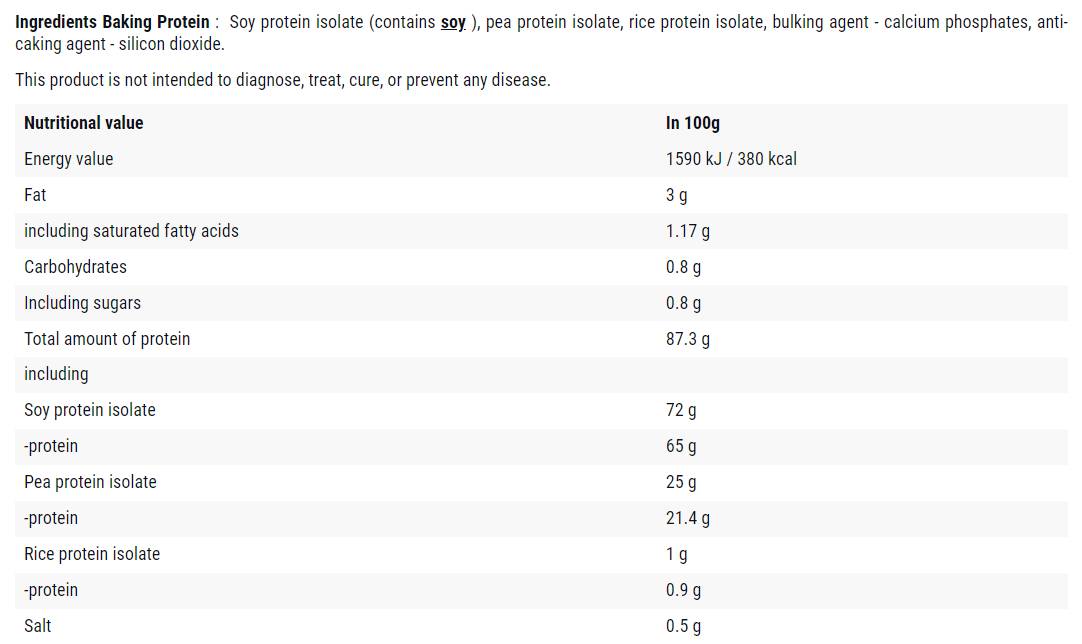 Backprotein | Hoher Protein veganer Backmischung - 500 Gramm
