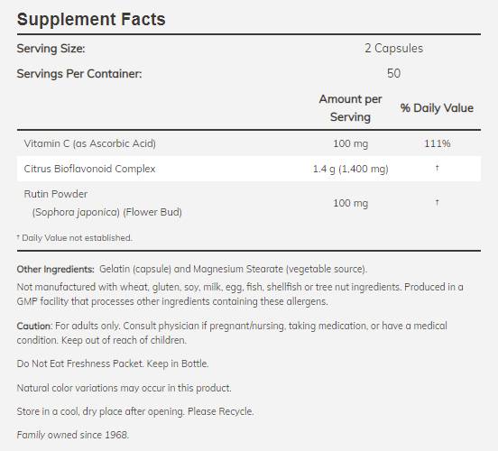Bioflavonoide von Zitrus 700 mg - 100 Kapseln