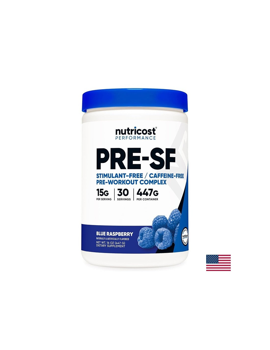 Pre-SF-Pre-Workout-Komplex, 447 g Pulver, blauer Himbeergeschmack, 30 Dosen
