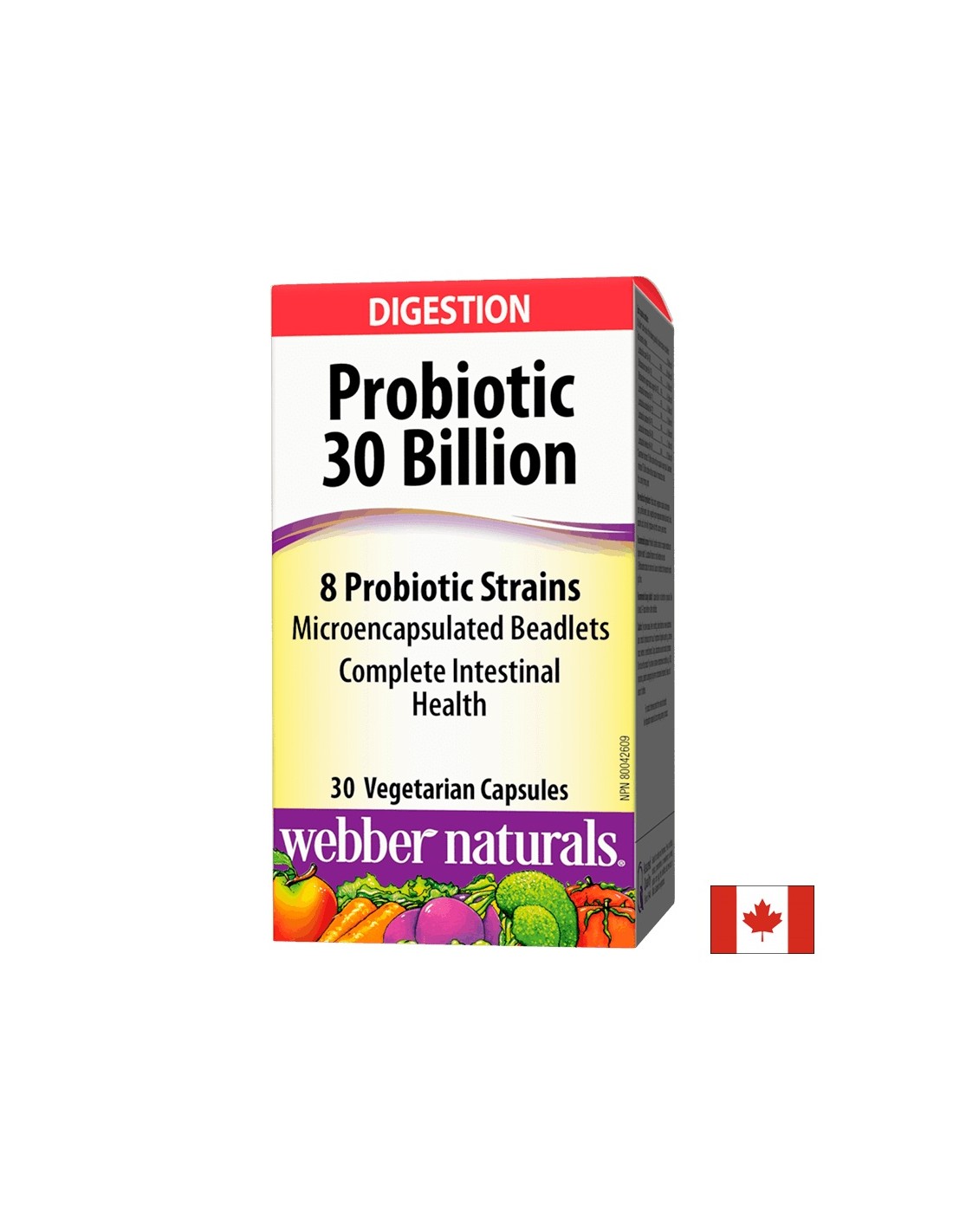 Probiotika 30 Milliarden / 8 probiotische Stämme / Probiotika, 30 Milliarden aktive Probiotika, 8 probiotische Stämme, 30 Kapseln <tc>Webber Naturals</tc>