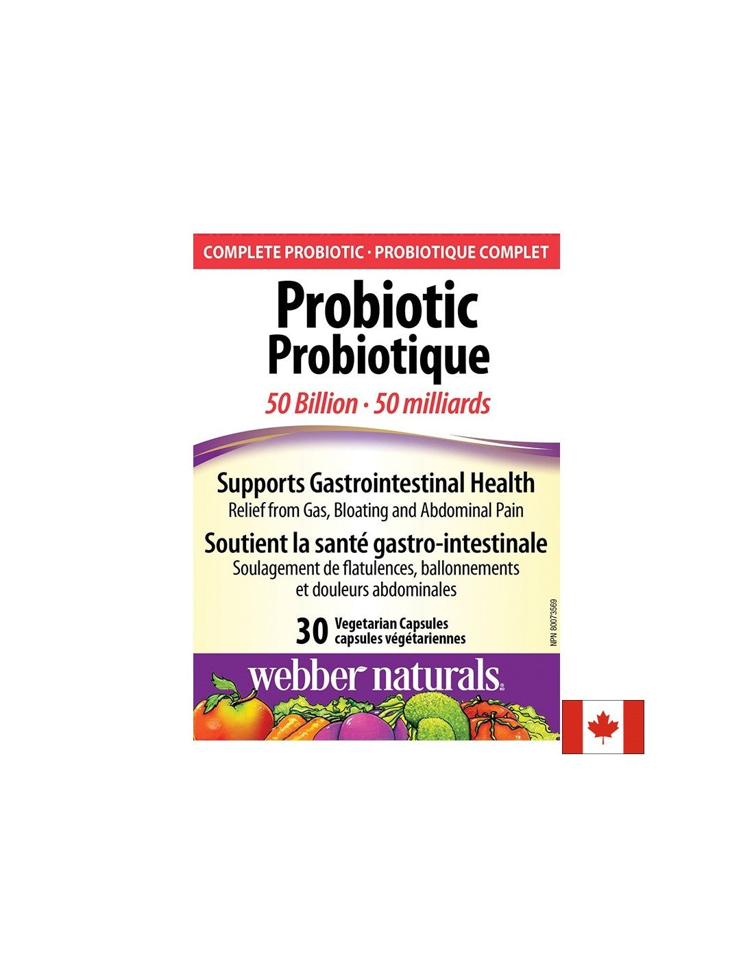 Probiotic 50 Billion - Probiotic 50 Milliarden aktive Probiotika, 10 Stämme, 30 Kapseln <tc>Webber Naturals</tc>