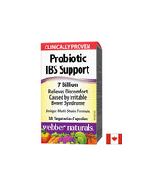 Probiotische IBS-Unterstützung/ Probiotisches IBS 4 Stämme, 7 Milliarden aktive Probiotika x 30 Kapseln <tc>Webber Naturals</tc>
