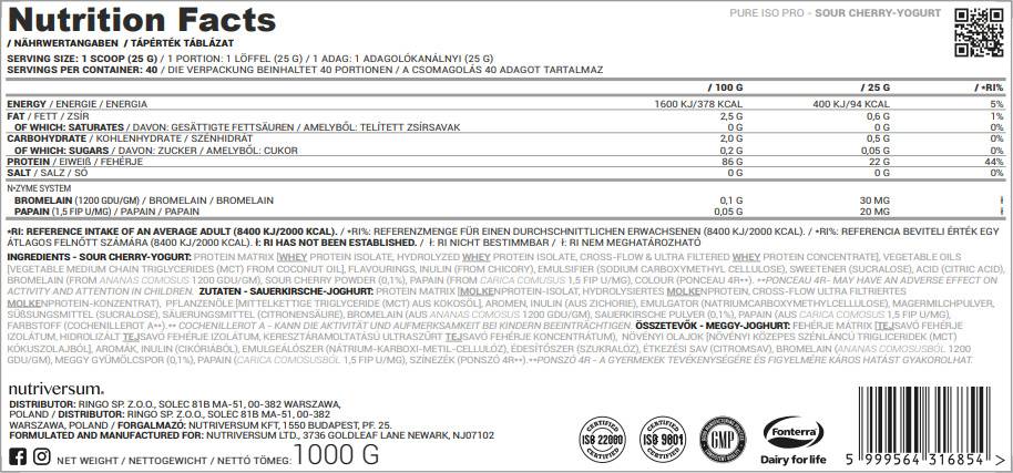 ISO Pro Pure Molke | Isolieren Sie mit N -Zymsystem - 1000 Gramm