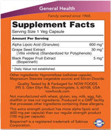 Alpha Liponsäure 600 mg / zusätzliche Stärke - 120 Kapseln