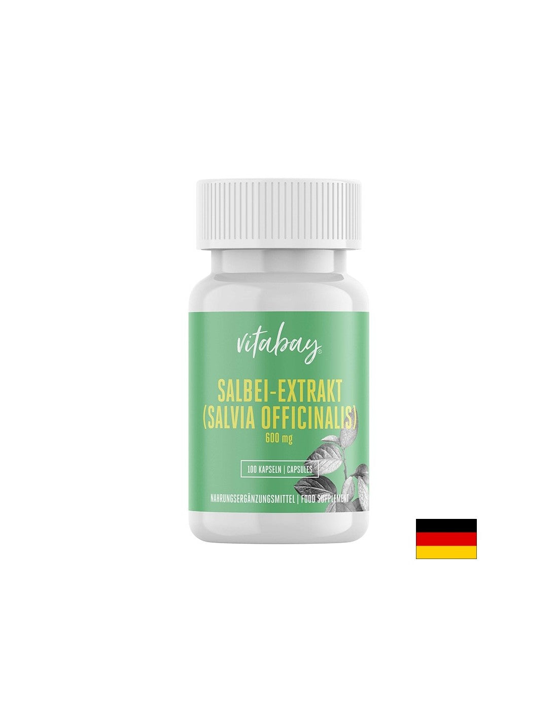 Salbei Extrakt, Sage Leaf – Salbei-Extrakt 600 mg, 100 Kapseln <tc>Vitabay</tc>