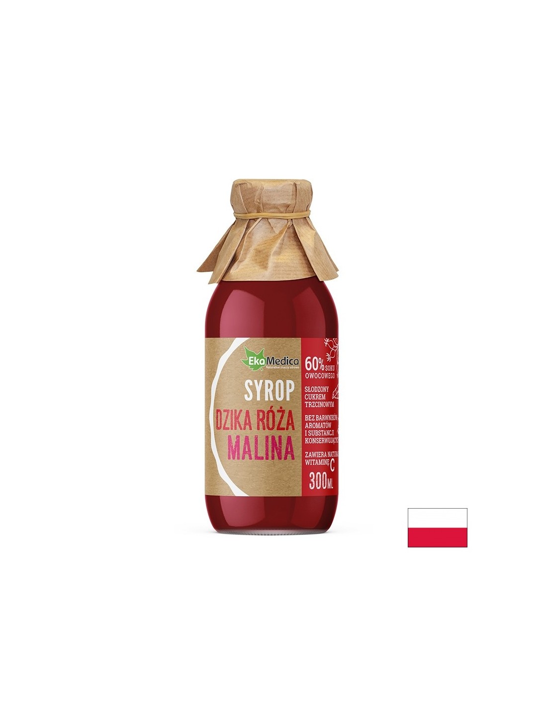 Hagebuch und Himbeersirup mit natürlicher Vitamin -C - Immunität und kardiovaskulärer Gesundheit, 300 ml, 8 oder 15 Dosen