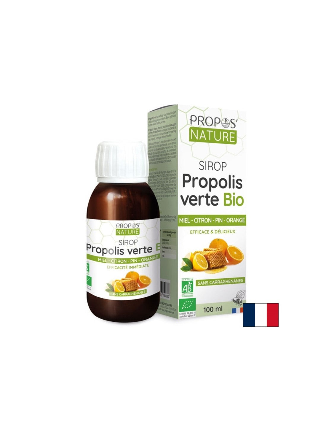 Sirup mit Propolisextrakt, Honig und ätherischen Ölen aus maritimen Kiefern, Zitrone und Orange, 100 ml