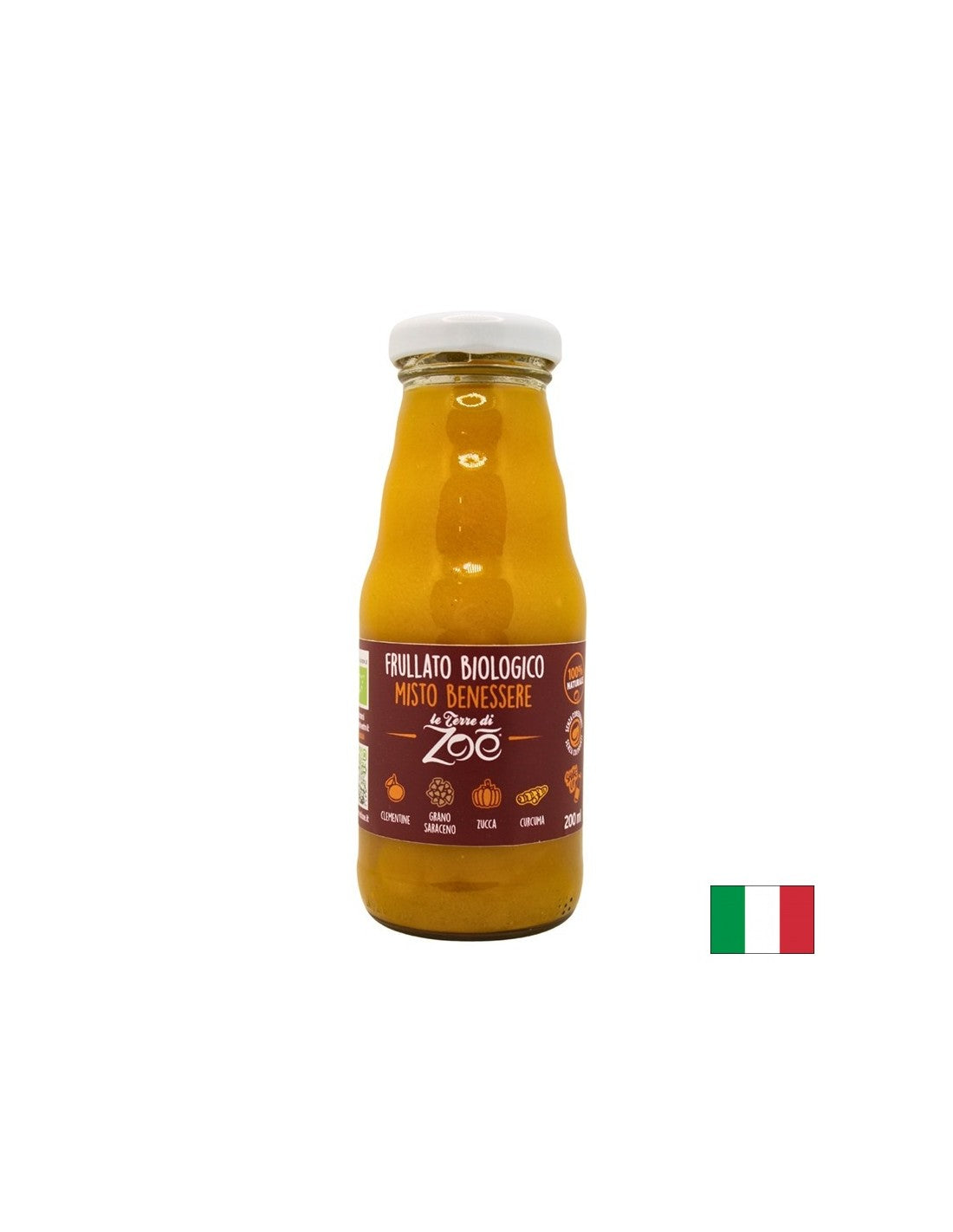 Bio -Smoothie aus Mandarine, Kürbis, Buchweizen, Kurkuma, 200 ml