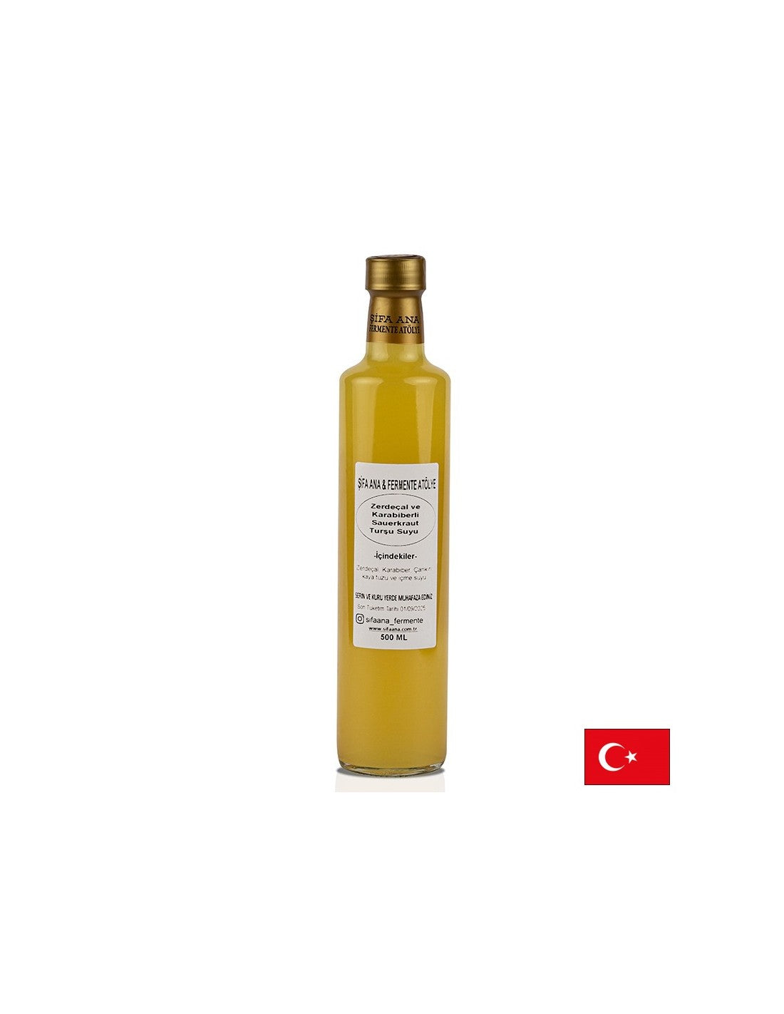 Probiotischer Sauerkrautsaft mit Kurkuma und schwarzem Pfeffer, 500 ml