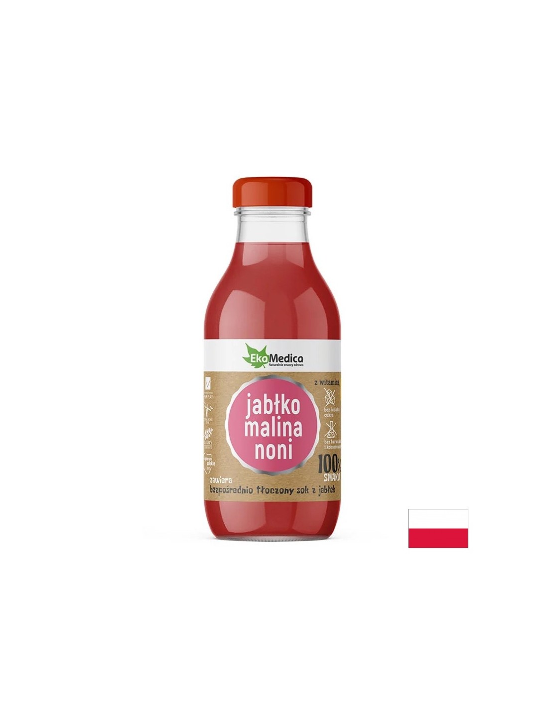 Apfel, Himbeere und Noni -Saft - Immunität und gute Verdauung, 300 ml