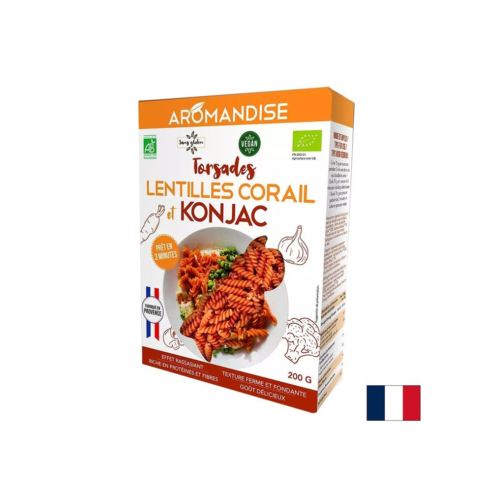 Glutenfreie diätetische Fusilli-3 Minuten Kochzeit (aus Konjac-Mehl und Korallenlinsen), 200 g