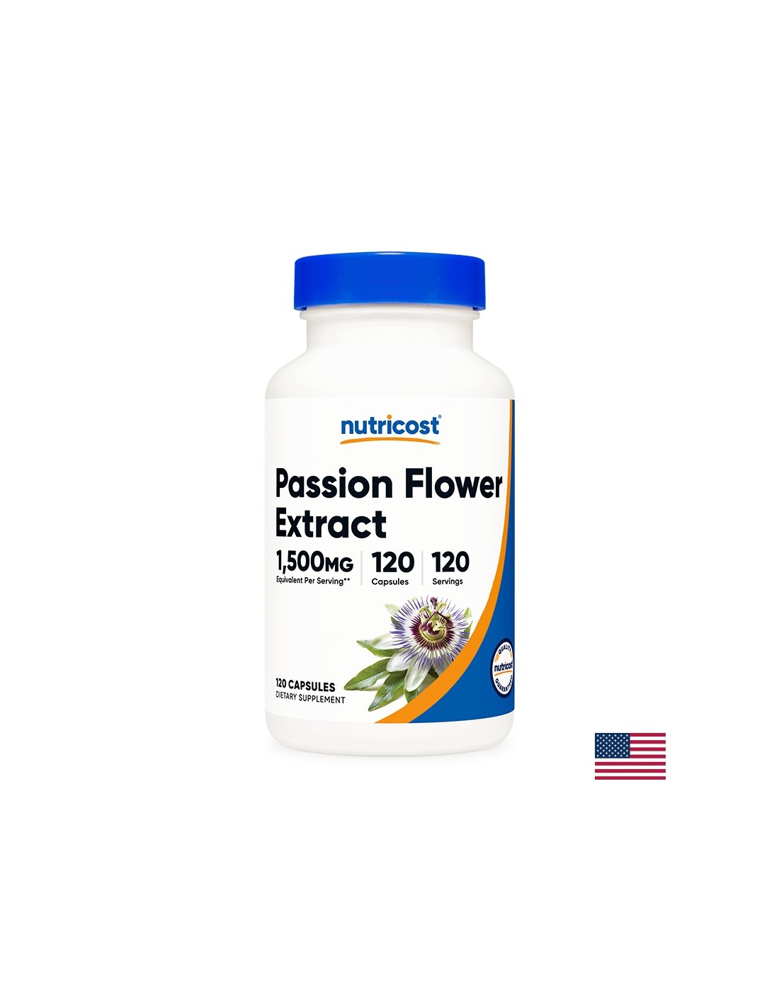 Stress und Anspannung - Passiflora (Passionsblumenextrakt), 375 mg x 120 Kapseln <tc>Nutricost</tc>