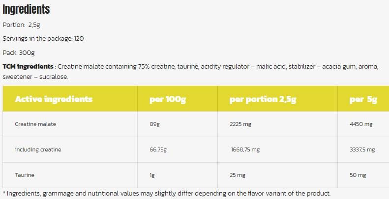 TCM -Pulver | Tri Kreatin Malat - 300 Gramm