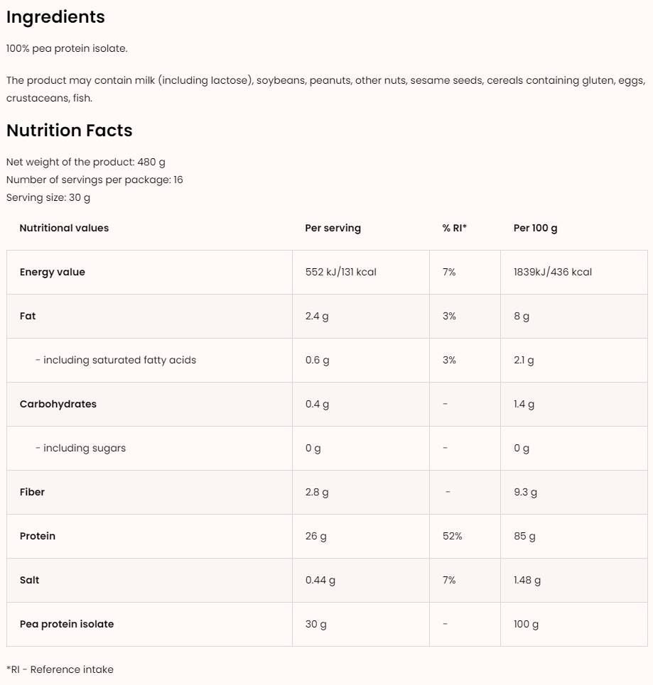 Erbsenproteinisolat | mit 85% Protein - 480 Gramm