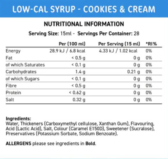 Fit Cuisine Low-Cal Sirup | Kekse & Creme - 425 ml