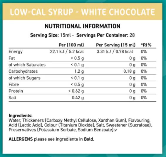 Fit Cuisine Low-Cal Sirup | Weiße Schokolade - 425 ml