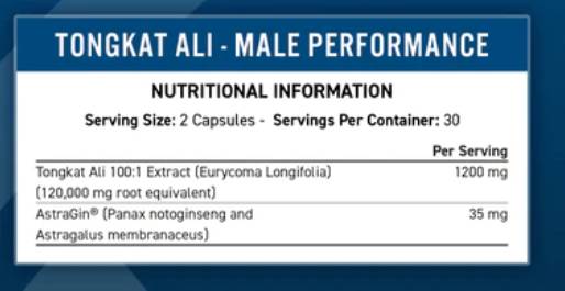 Tongkat Ali 600mg | 100: 1 Extrakt mit Astragin 60 Kapseln