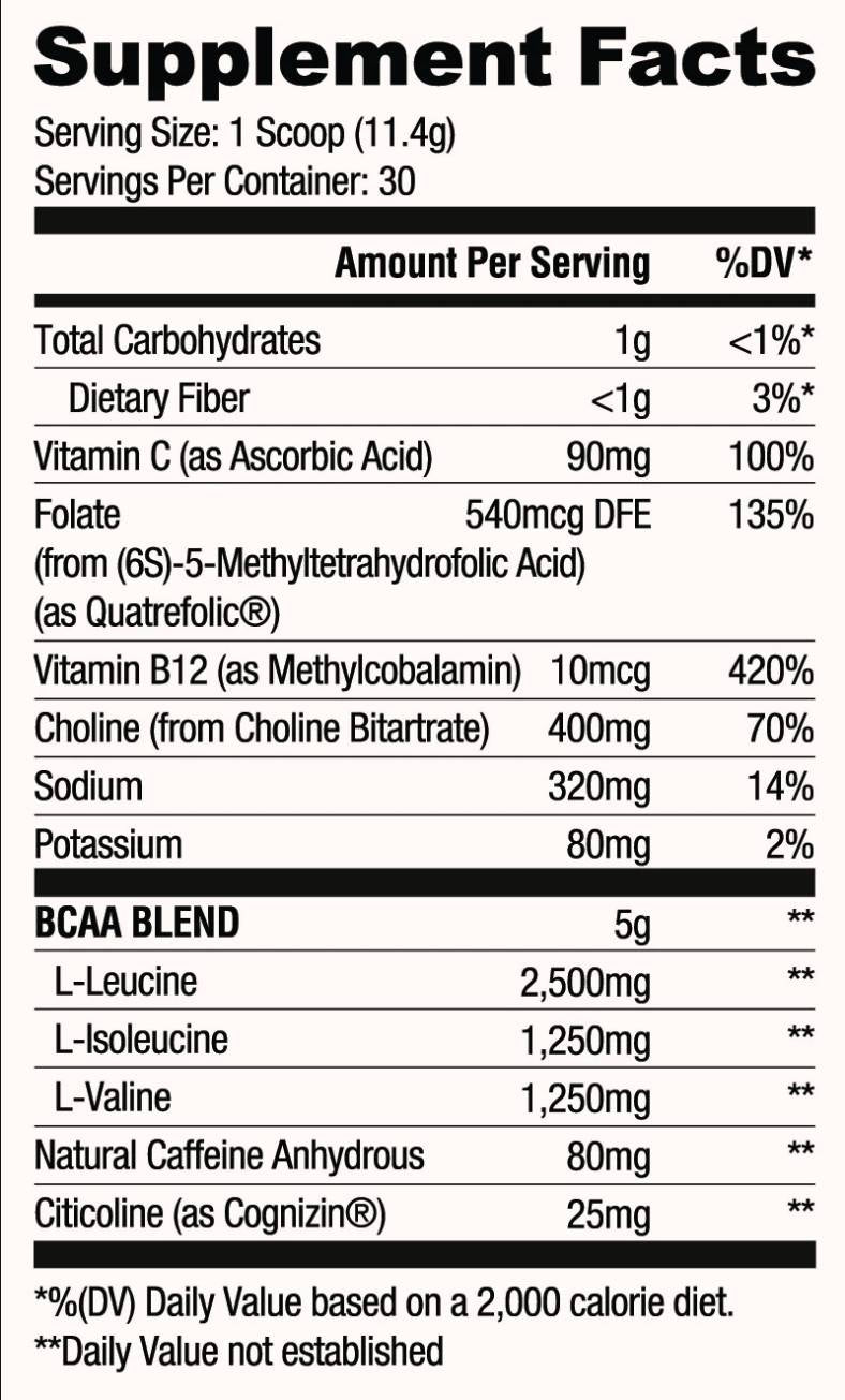 BCAA -Fokus | mit Koffein und Cholin 333 Gramm