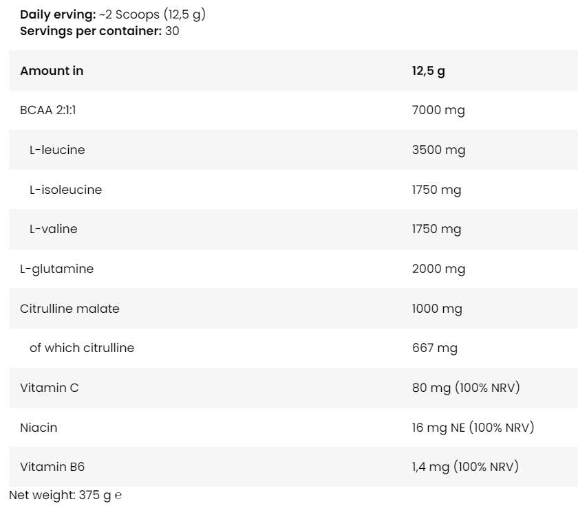 Anabolisches Eis BCAA | mit L -Glutamin & Citrullin Malat - 375 Gramm