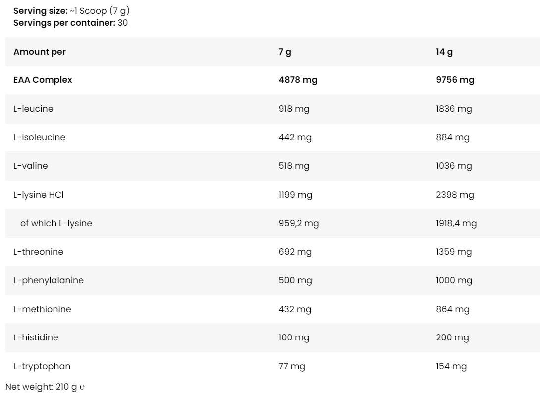 Anabolisches Eis EAA | Essentielle Aminosäurepulver - 210 Gramm