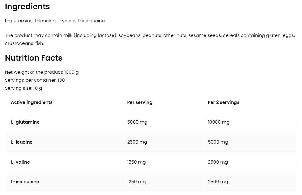 BCAA + Glutaminpulver - 200 Gramm
