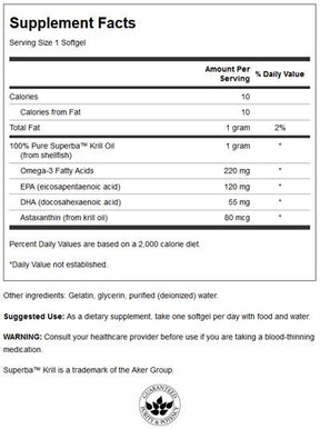 Krill Oil 1000 mg 30 Gel capsules - Nutra Best Europe