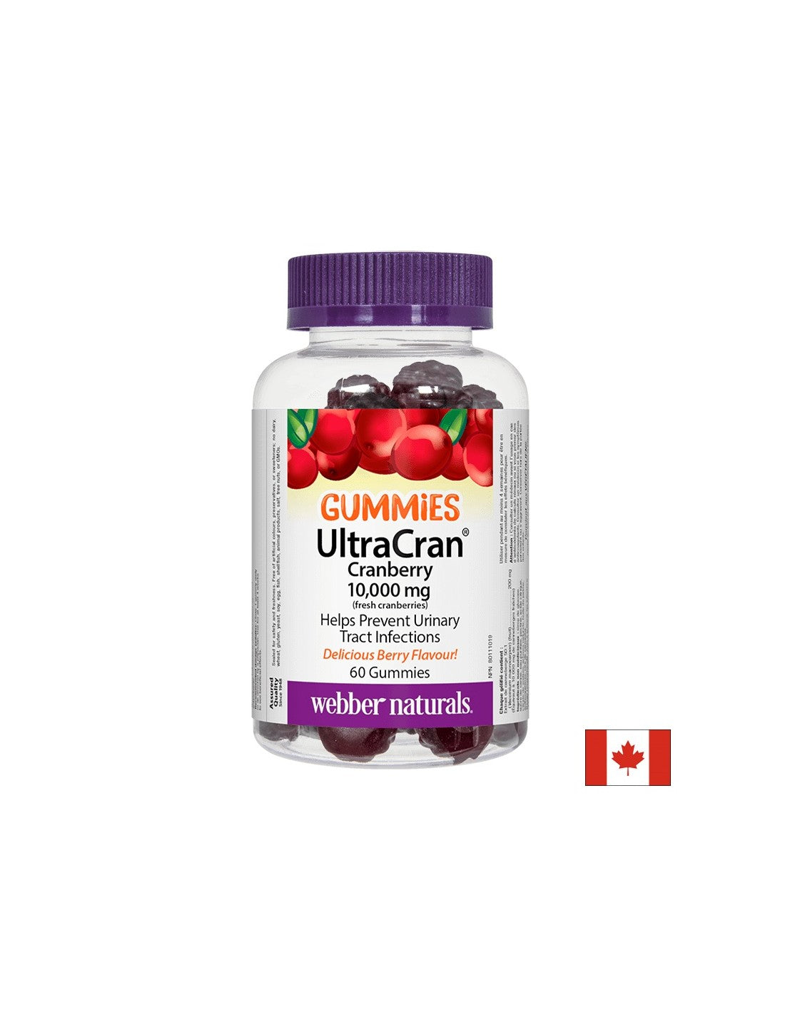 Ultrakraner Cranberry 10000 mg (frische Cranberries) - Cranberry -Zahnfleisch, 60 Jelly -Tabletten