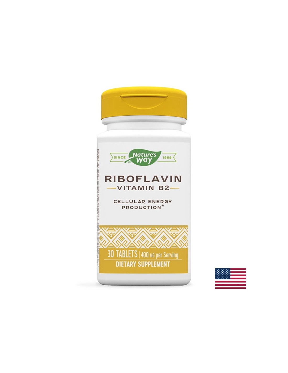 Vitamin B2 (Riboflavin) - zelluläre Energie, Ton und Sehvermögen, 400 mg, 30 Tabletten