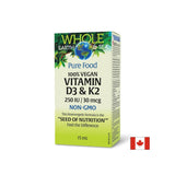 Vitamin D3 250 IU + K2 30 µg Whole Earth and Sea® - für Knochen, Immunität und gesunde Blutgefäße, 15 ml Tropfen