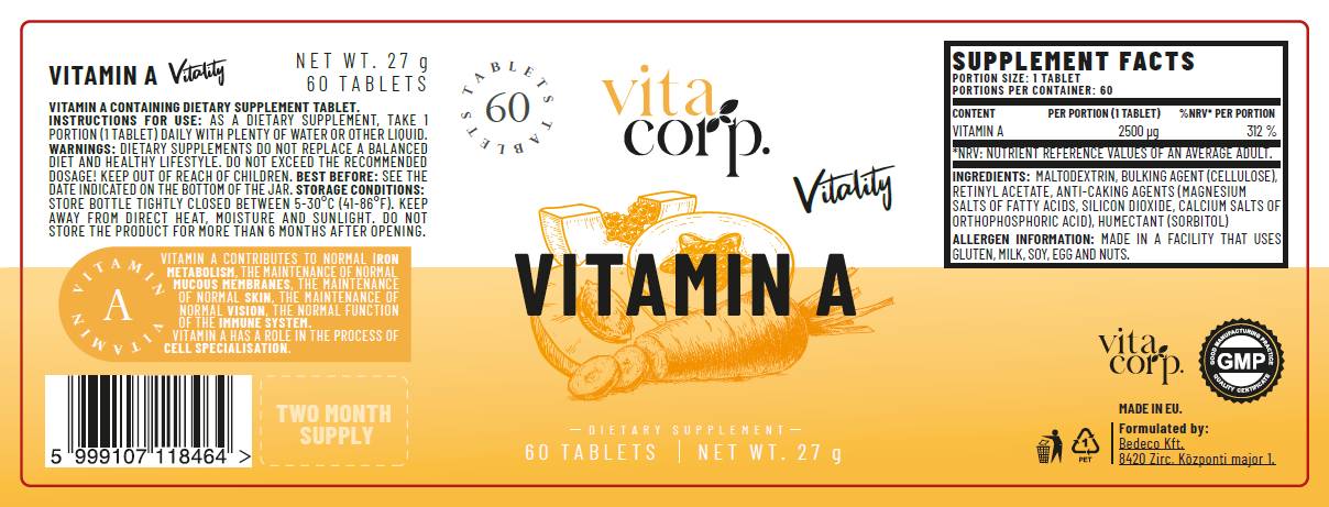Vitamin A 2500 MCG - 60 Tabletten