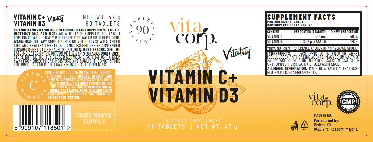 Vitamin C + Vitamin D Vitalität - 90 Tabletten