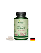 Eisen + Vitamine (C, B2, B6, B12 und Folsäure) - Eisen Plus Mit Vitaminen, 120 Kapseln <tc>Vegavero</tc>